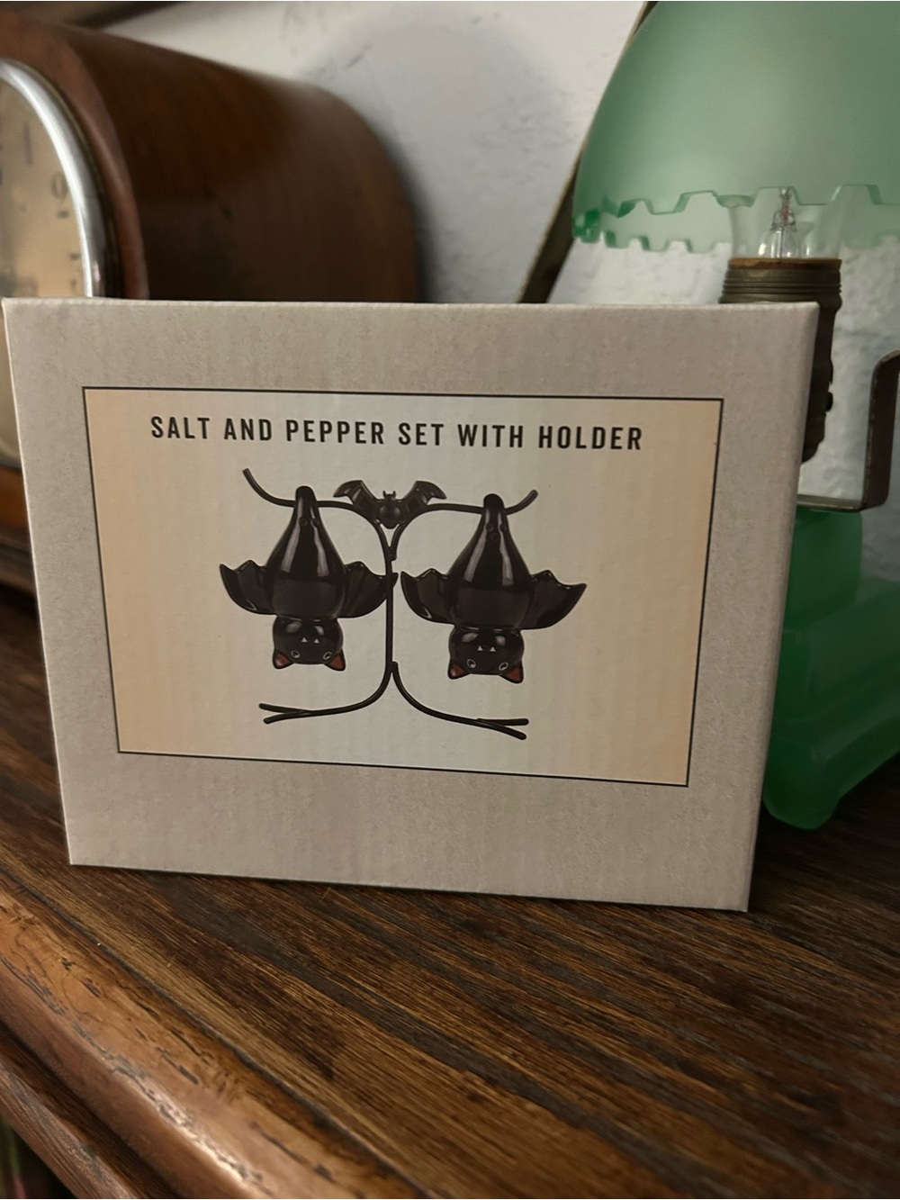 Cute!! Bat Salt and Pepper Set/ Holder - New In Box Holiday